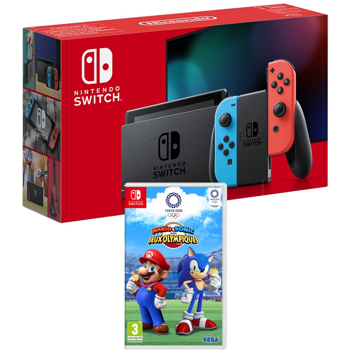 Console Nintendo Switch Joy-Con Bleu et Rouge + Mario & Sonic aux Jeux Olympiques