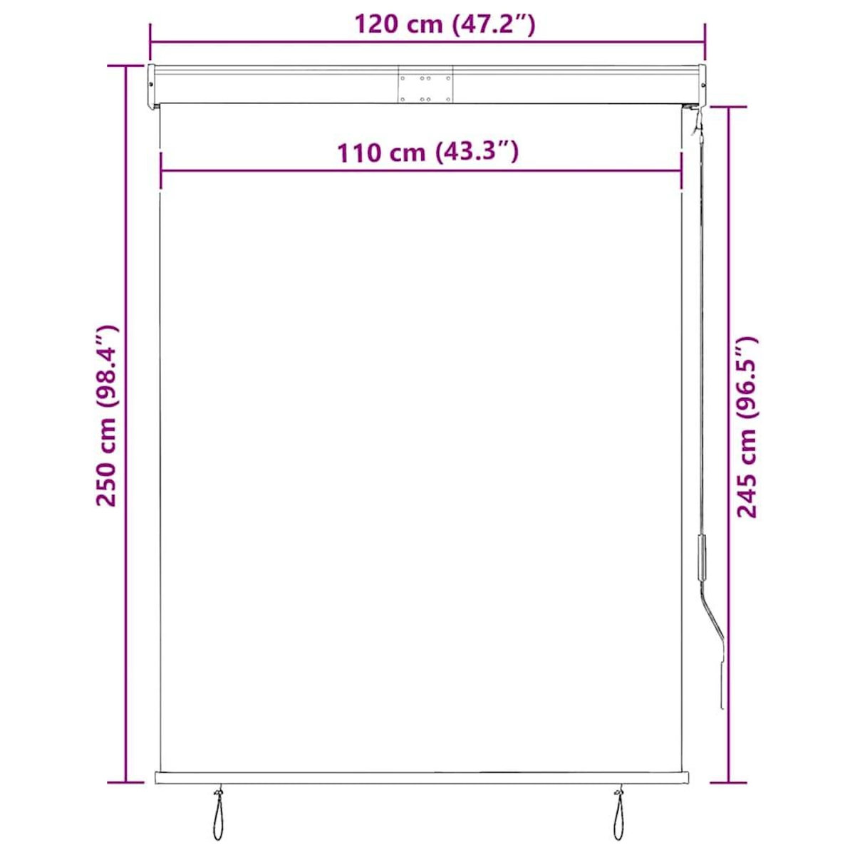 VIDAXL Store roulant d'exterieur 120x250 cm Blanc et orange