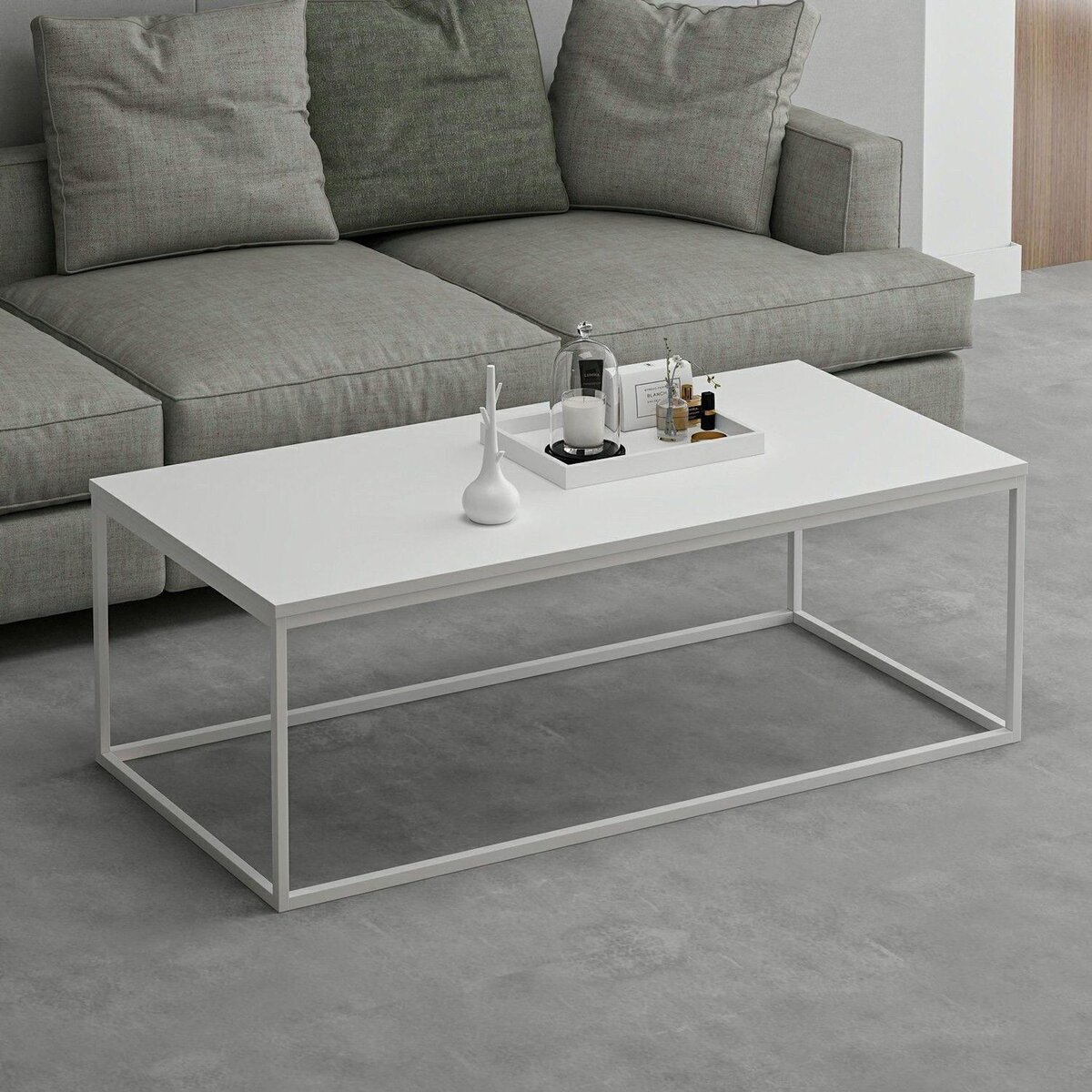 Habitat et Jardin Table basse en bois  Tiger  - 120 x 60 x 42 cm - Blanc