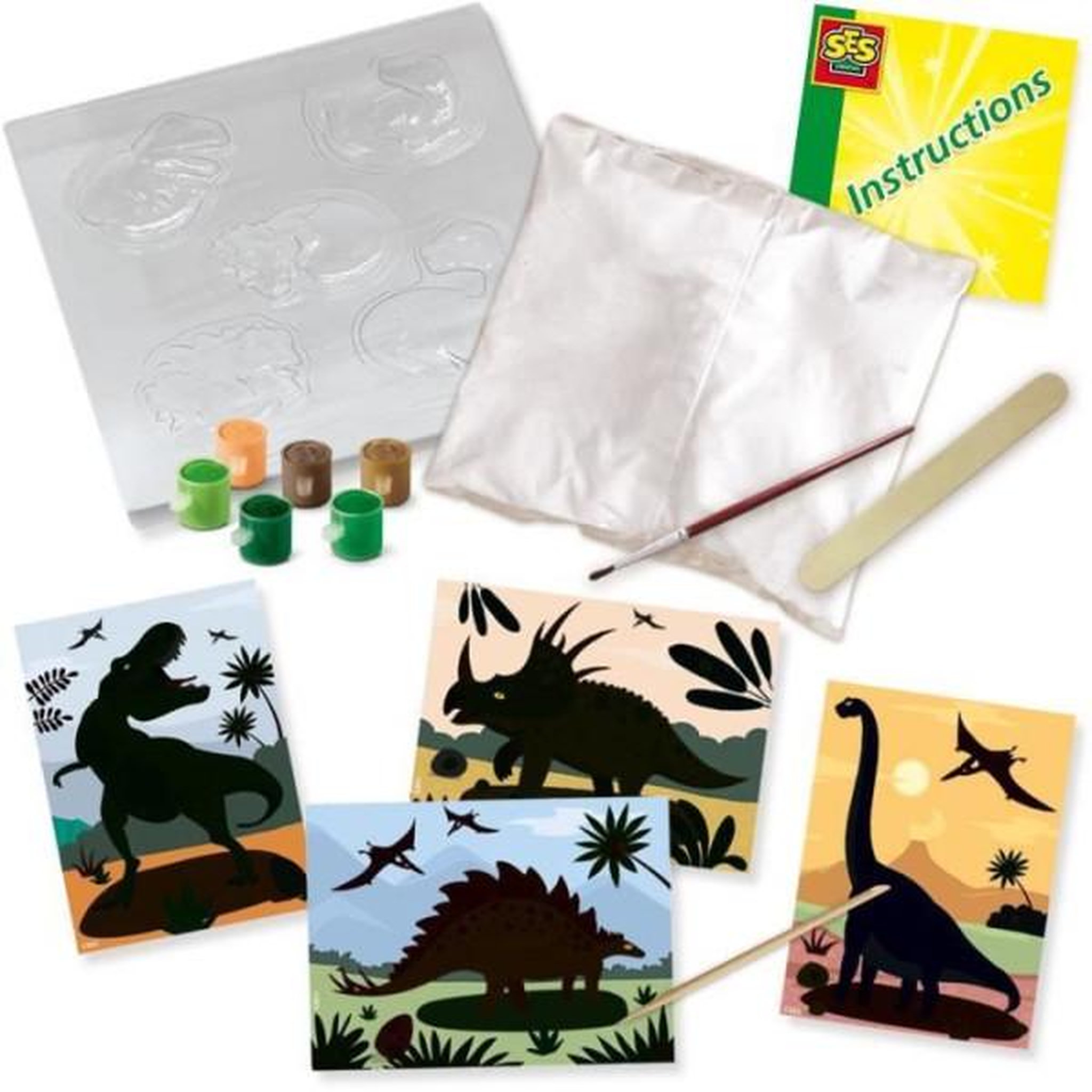 Voir la diapositive 6 : SES Creative Dinosaures 2 en 1 - Moulage et peinture et scratch - Loisirs créatifs - SES CREATIVE - Mouler, peindre et scratcher des dinosau