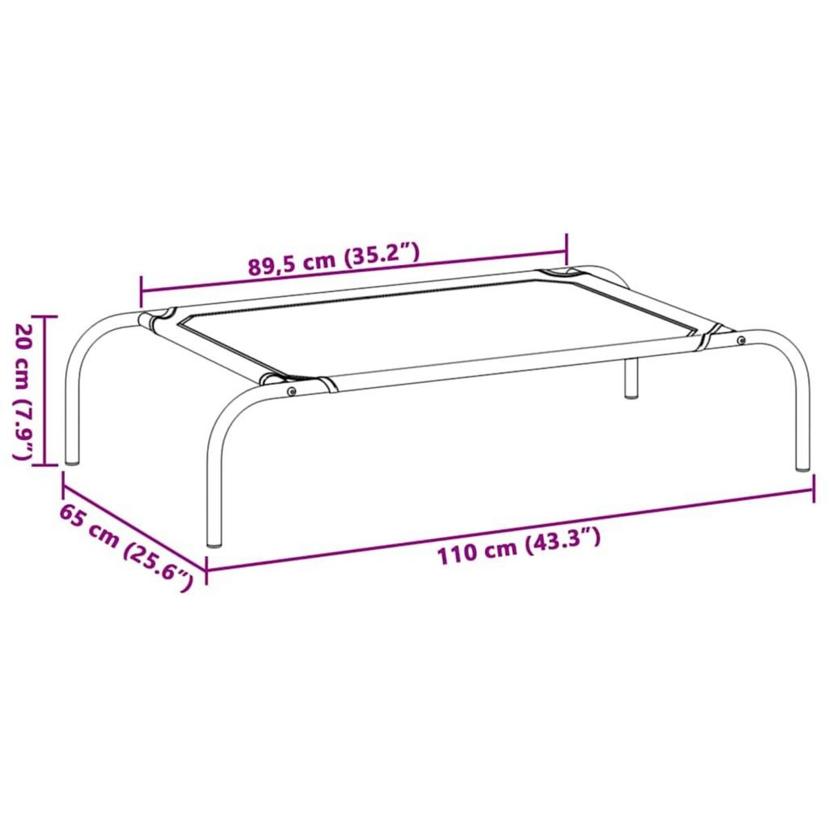 VIDAXL Lit sureleve pour chien Noir L Textilene