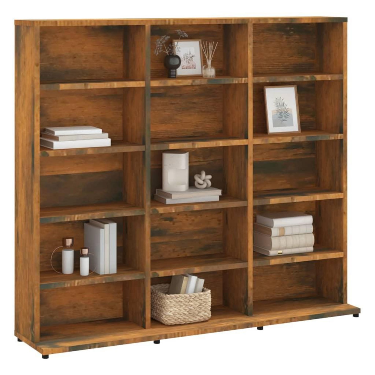 VIDAXL Armoire a CD Chene fume 102x23x89,5 cm Bois d'ingenierie