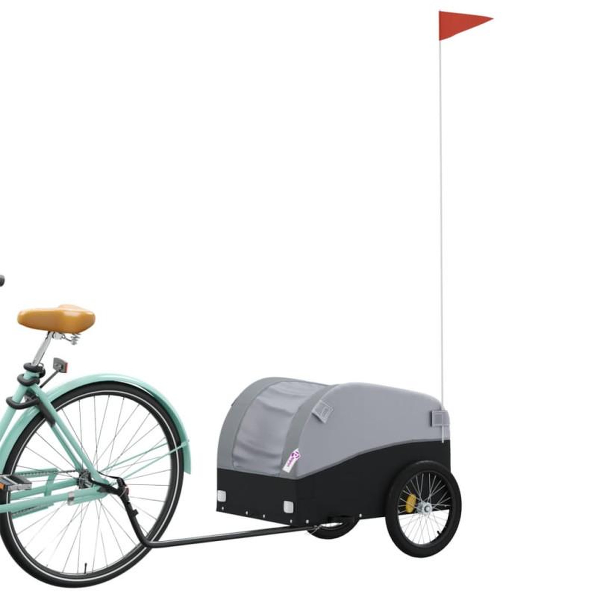 Voir la diapositive 3 : VIDAXL Remorque de vélo noir et gris 30 kg fer