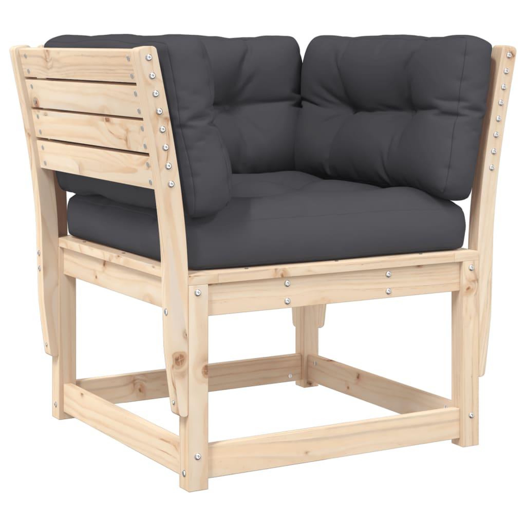 Voir la diapositive 2 : VIDAXL Canape de jardin accoudoirs avec coussins bois massif de pin