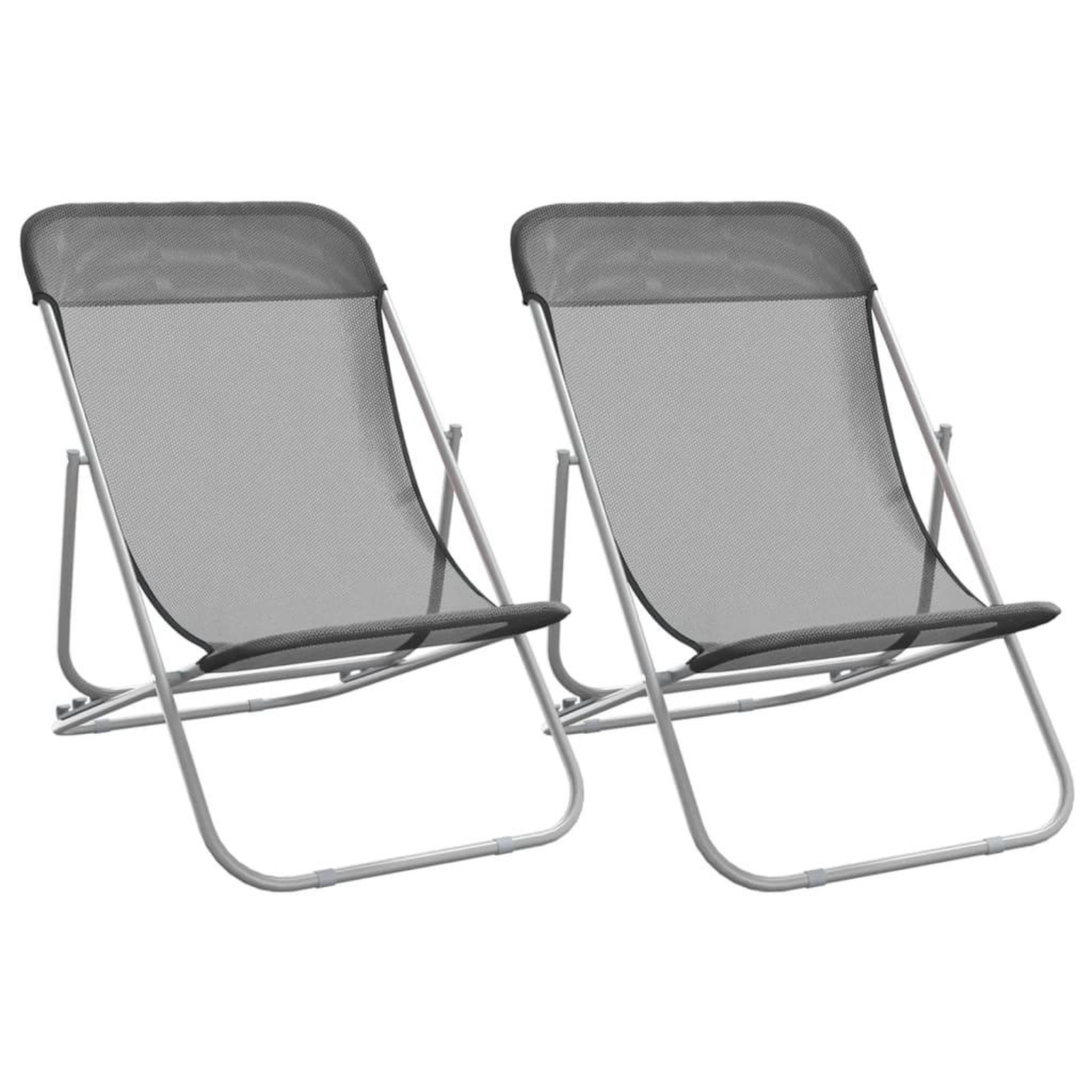 Voir la diapositive 2 : VIDAXL Chaises plage pliantes lot de 2 textilene acier enduit poudre