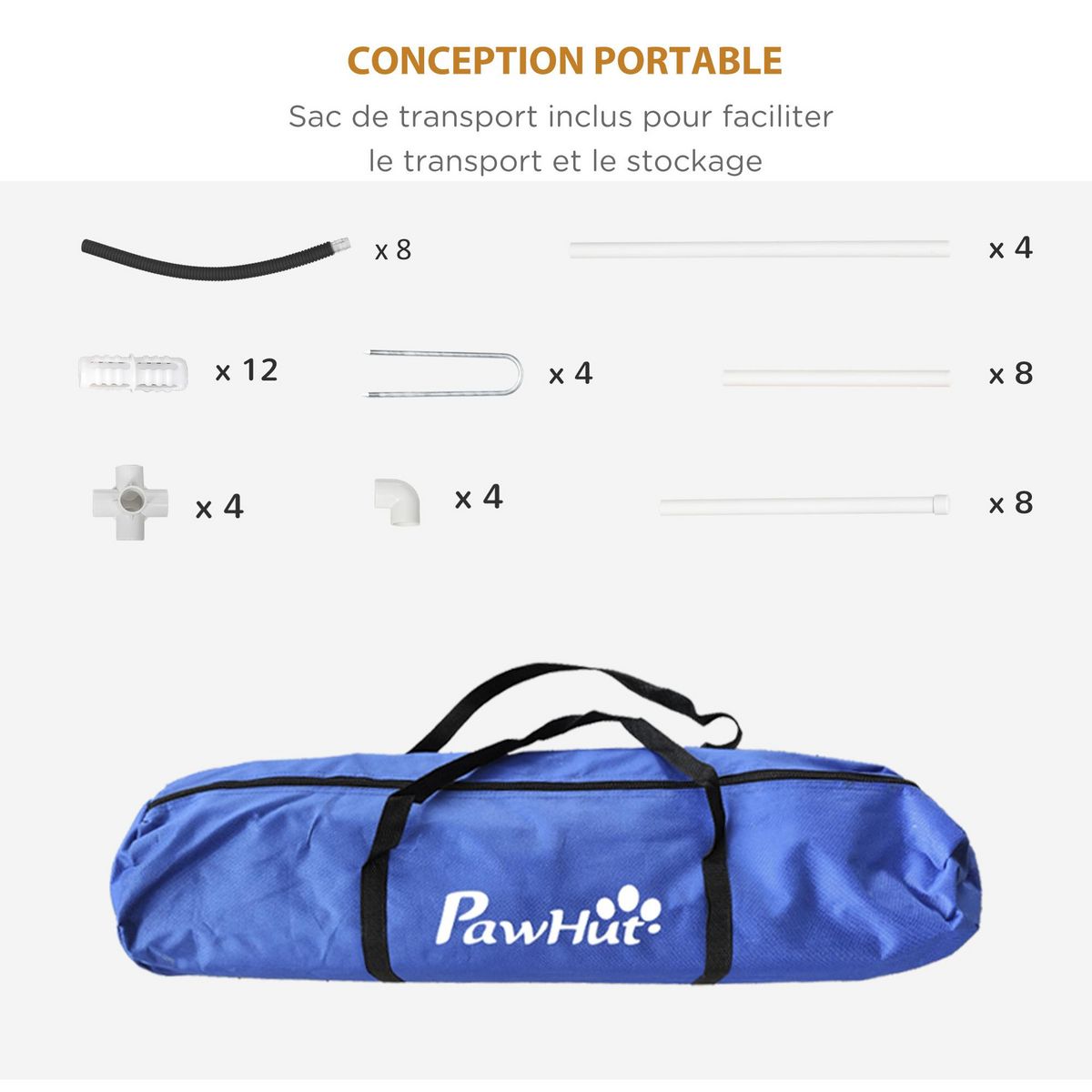 PAWHUT Kit d'agilité pour chien 4 pièces - hooper agility - arceaux entrainement, obstacle, sac de transport inclus - noir