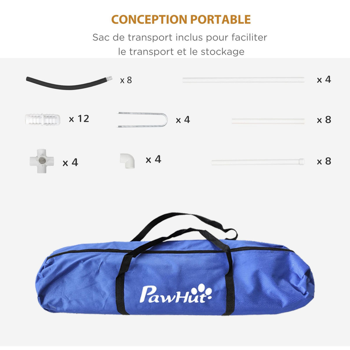 PAWHUT Kit d'agilité pour chien 4 pièces - hooper agility - arceaux entrainement, obstacle, sac de transport inclus - noir