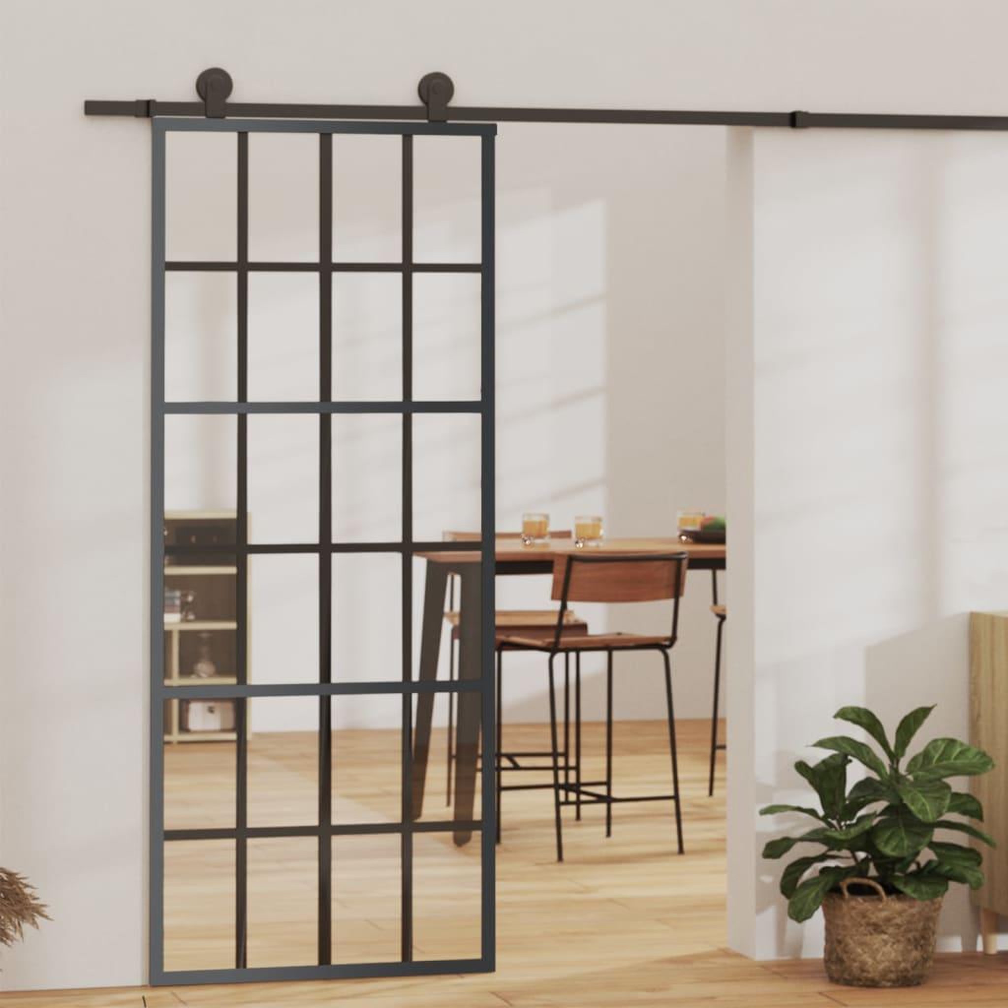 VIDAXL Porte coulissante et quincaillerie Verre ESG/Aluminium 76x205cm