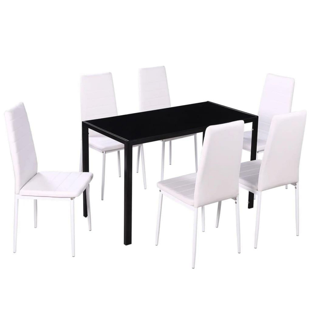 VIDAXL Ensemble de table a manger sept pieces noir et blanc