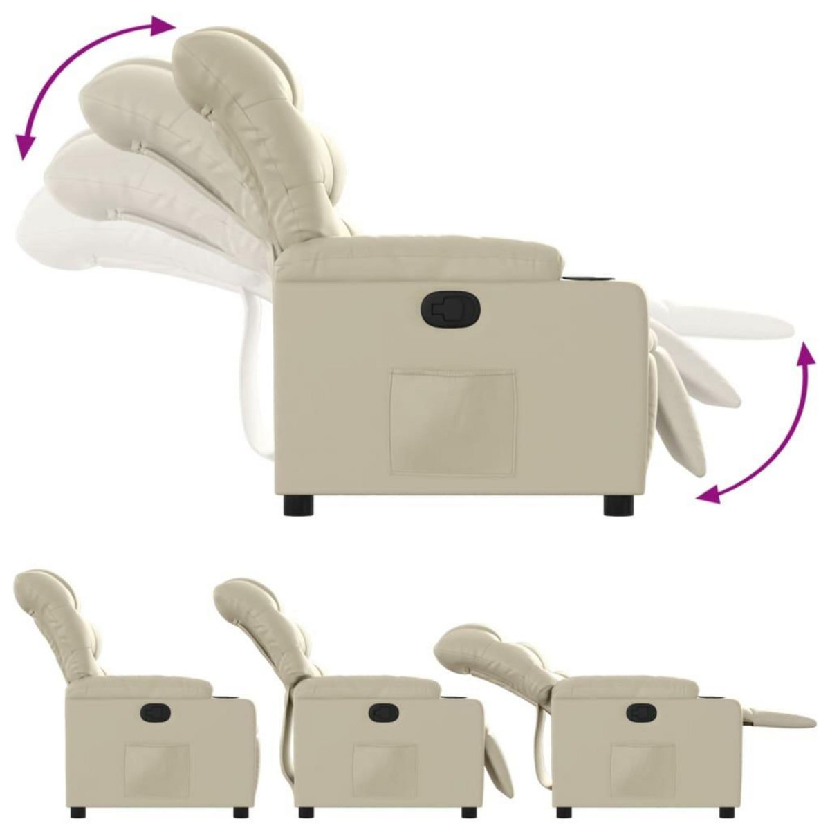 VIDAXL Fauteuil inclinable Creme Similicuir