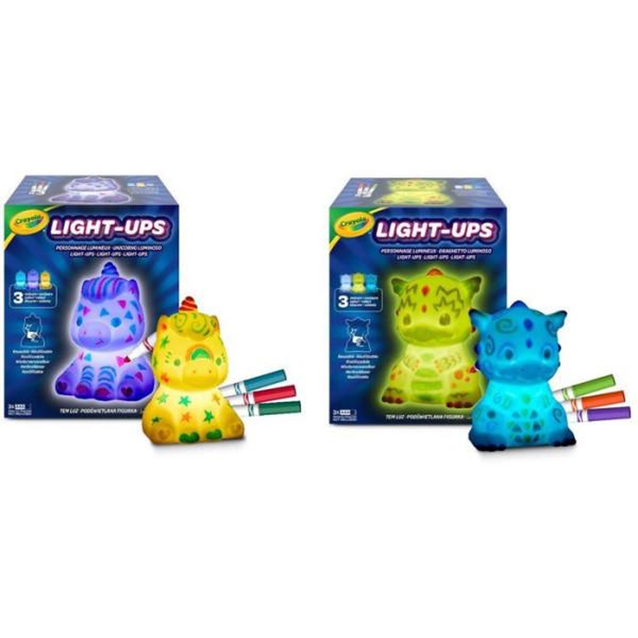 Crayola Activité lumineuse créative - CRAYOLA - Light-Ups Licorne/Dragon - Recolorable - Feutres Gel FX