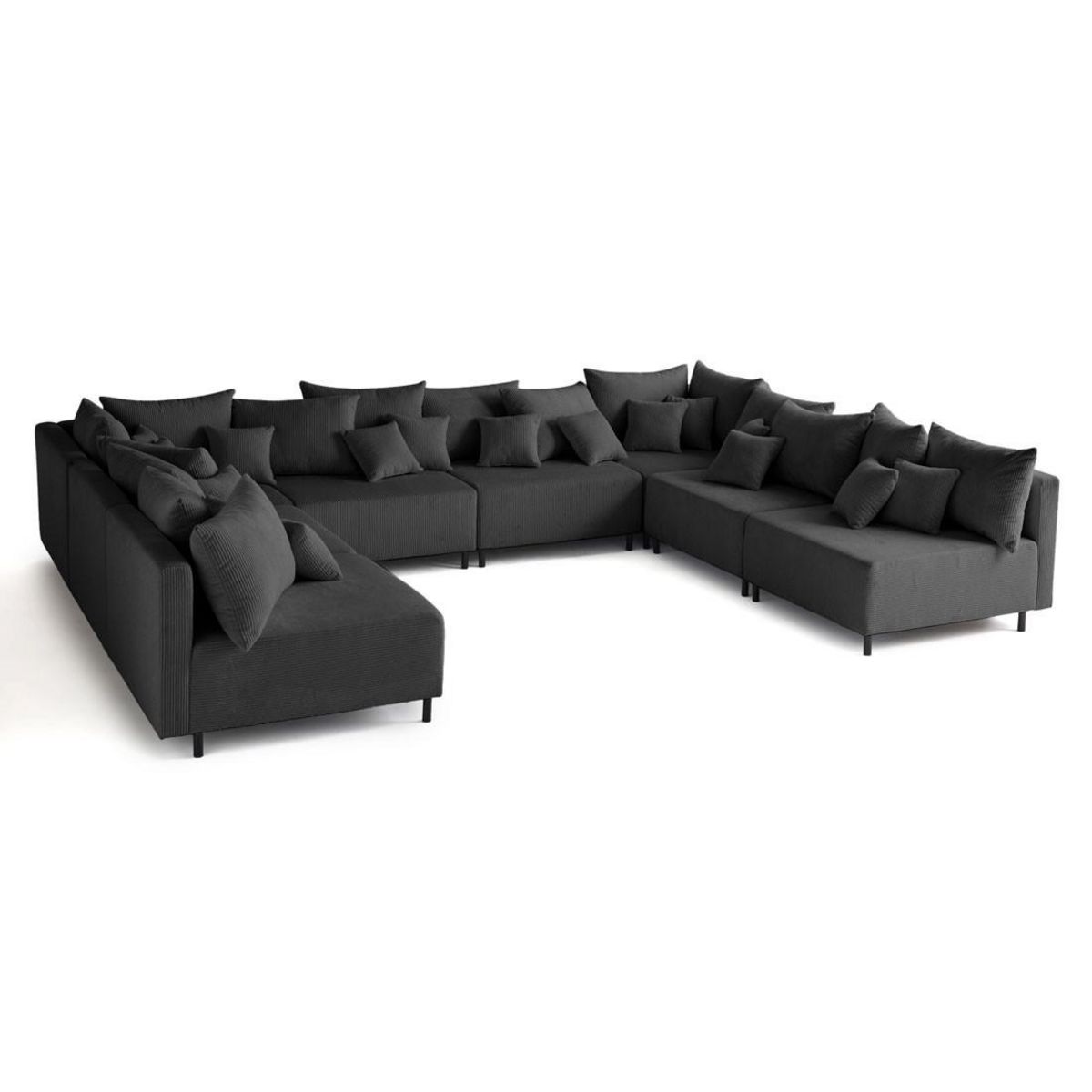 LISA DESIGN Edinburg - canapé modulable panoramique 8 places - en velours côtelé