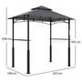 Voir la diapositive 3 : OUTSUNNY Abri pour barbecue - 2 étagères, 8 crochets, lumière LED, décapsuleur - métal noir tissu gris