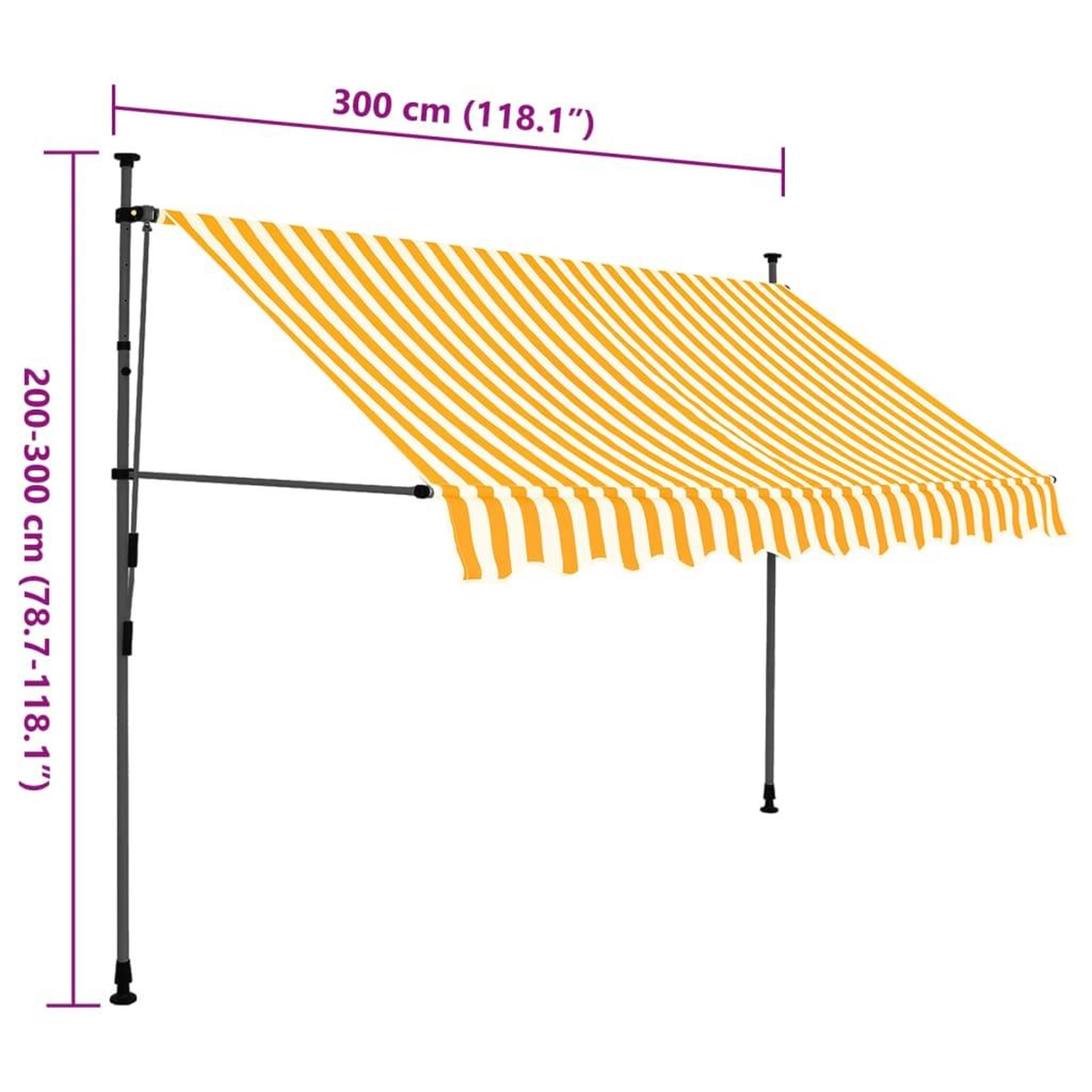 Voir la diapositive 6 : VIDAXL Auvent manuel retractable avec LED 300 cm Blanc et orange