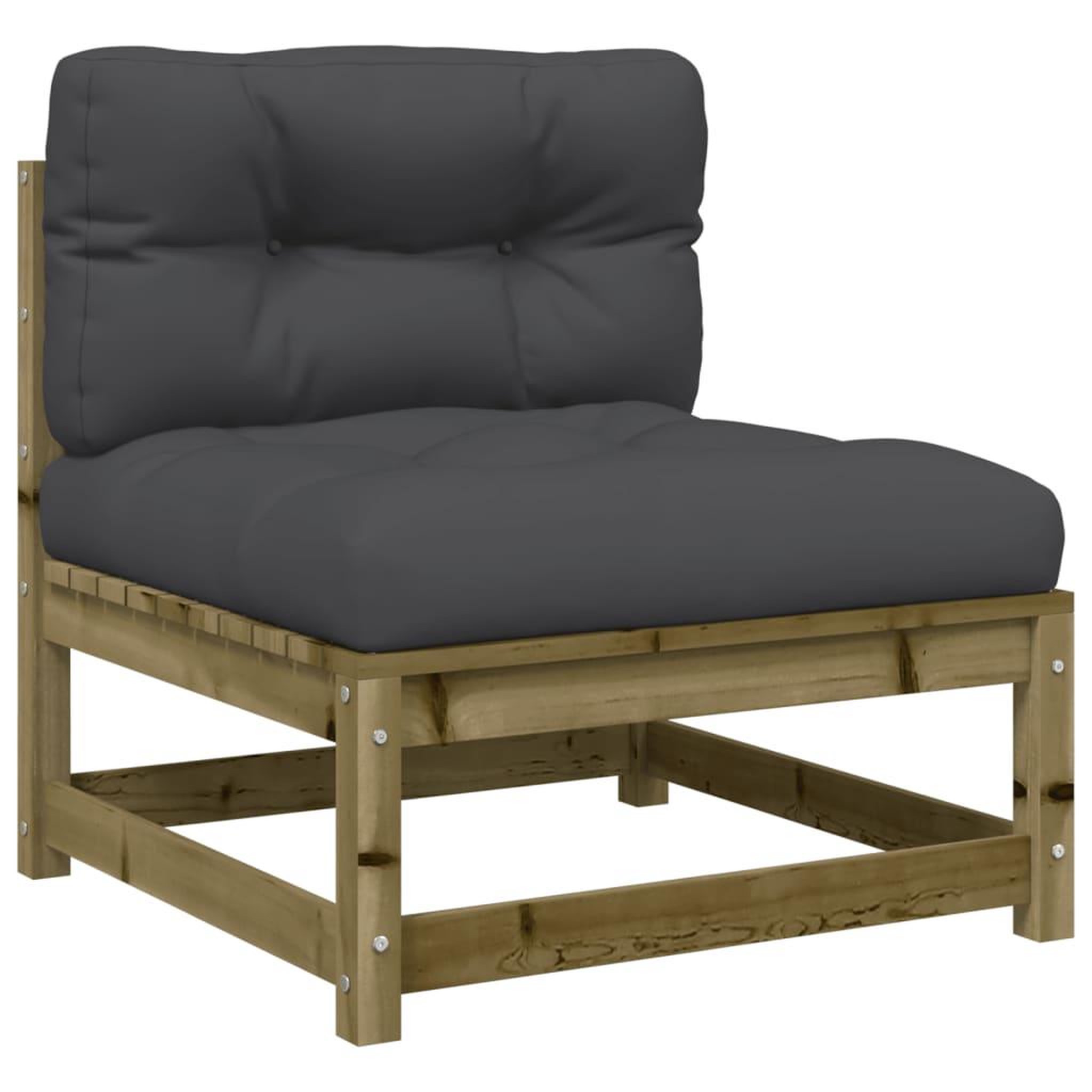 Voir la diapositive 2 : VIDAXL Canape de jardin sans accoudoirs et coussins bois pin impregne