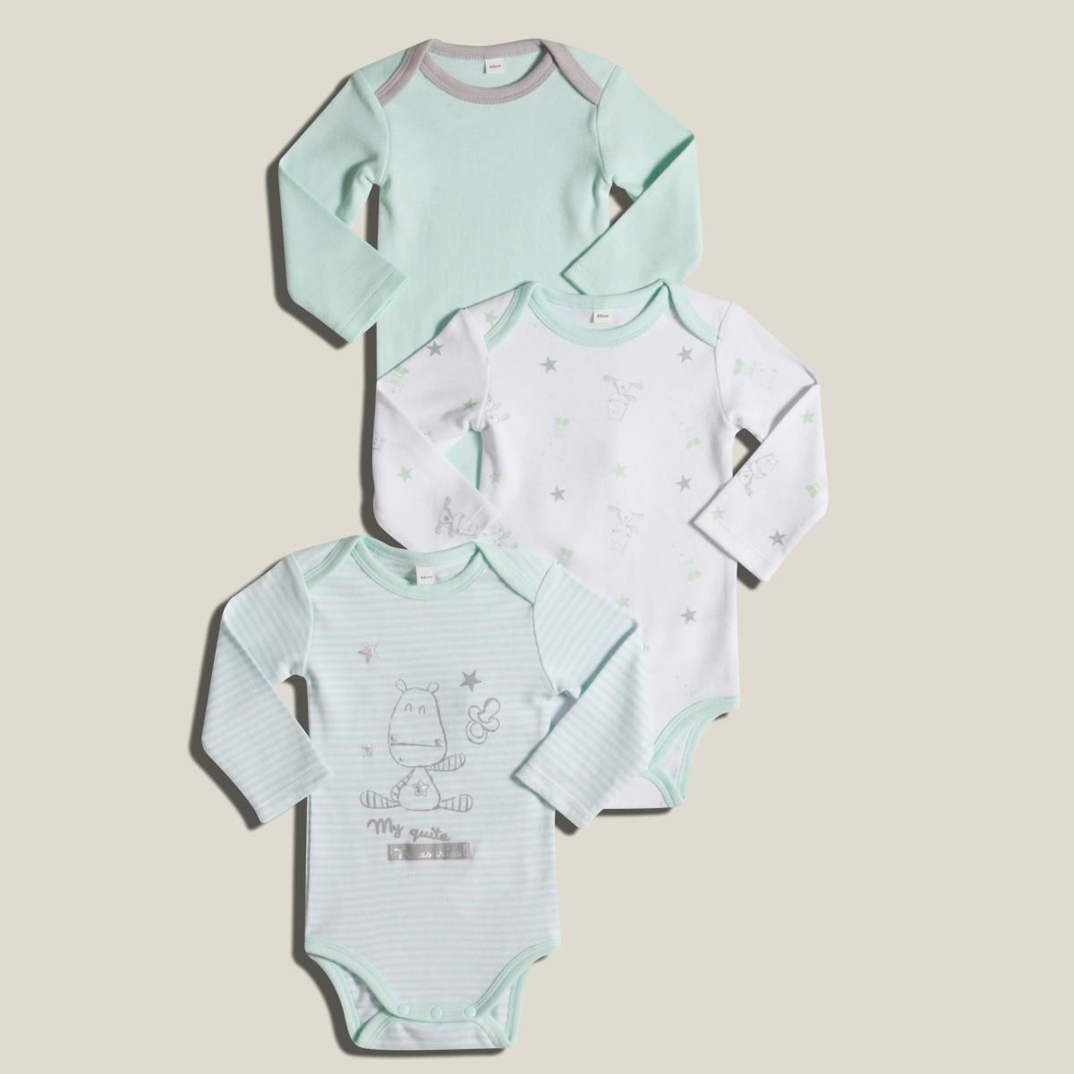 IN EXTENSO Lot de 3 bodies manches longues bébé