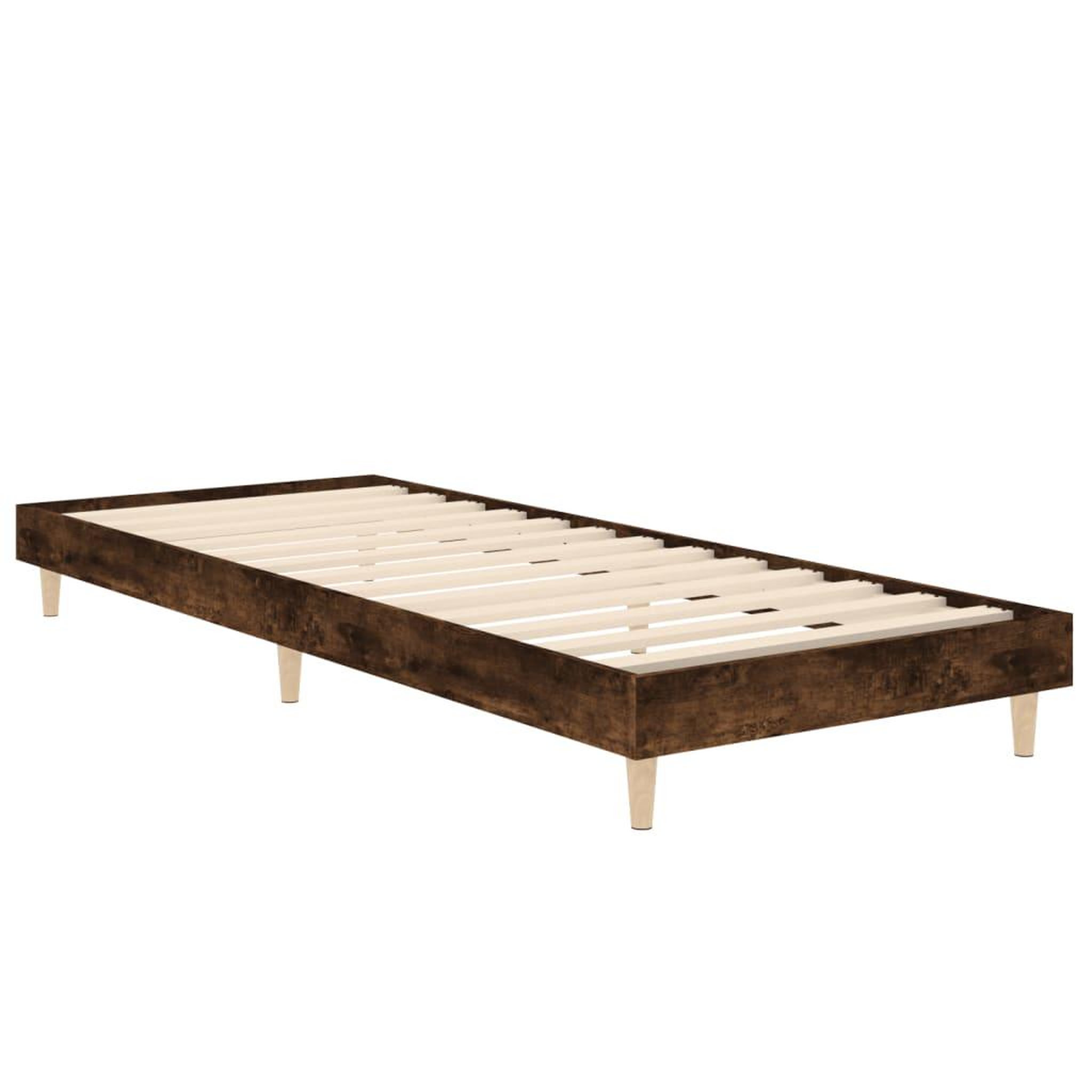 Voir la diapositive 3 : VIDAXL Cadre de lit chene fume 75x190 cm bois d'ingenierie