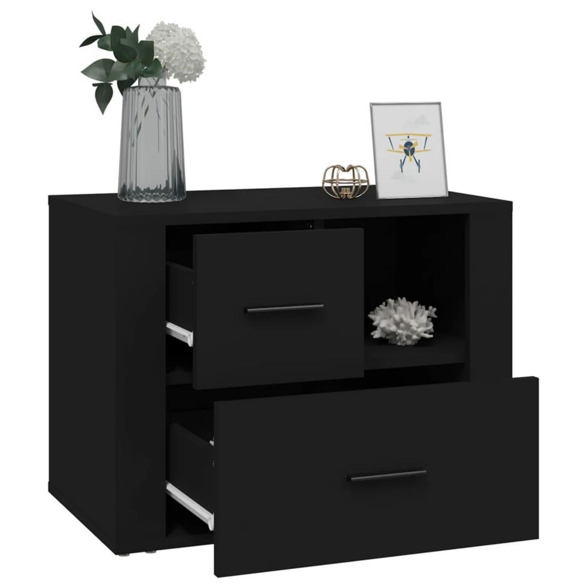 VIDAXL Table de chevet Noir 60x36x45 cm Bois d'ingenierie