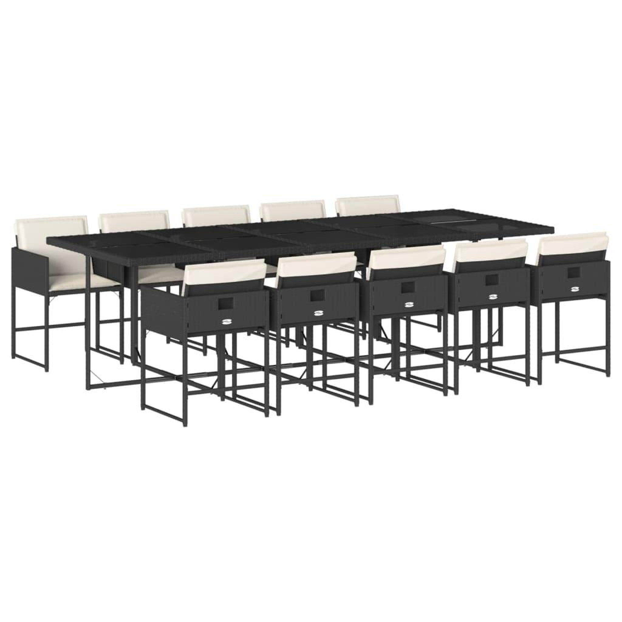 Voir la diapositive 2 : VIDAXL Ensemble a manger de jardin 11 pcs coussins noir resine tressee