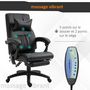 Voir la diapositive 4 : HOMCOM HOMCOM Fauteuil de bureau manager massant hauteur réglable dossier inclinable repose-pied + appui-tête 68 x 79 x 104-112 cm noir