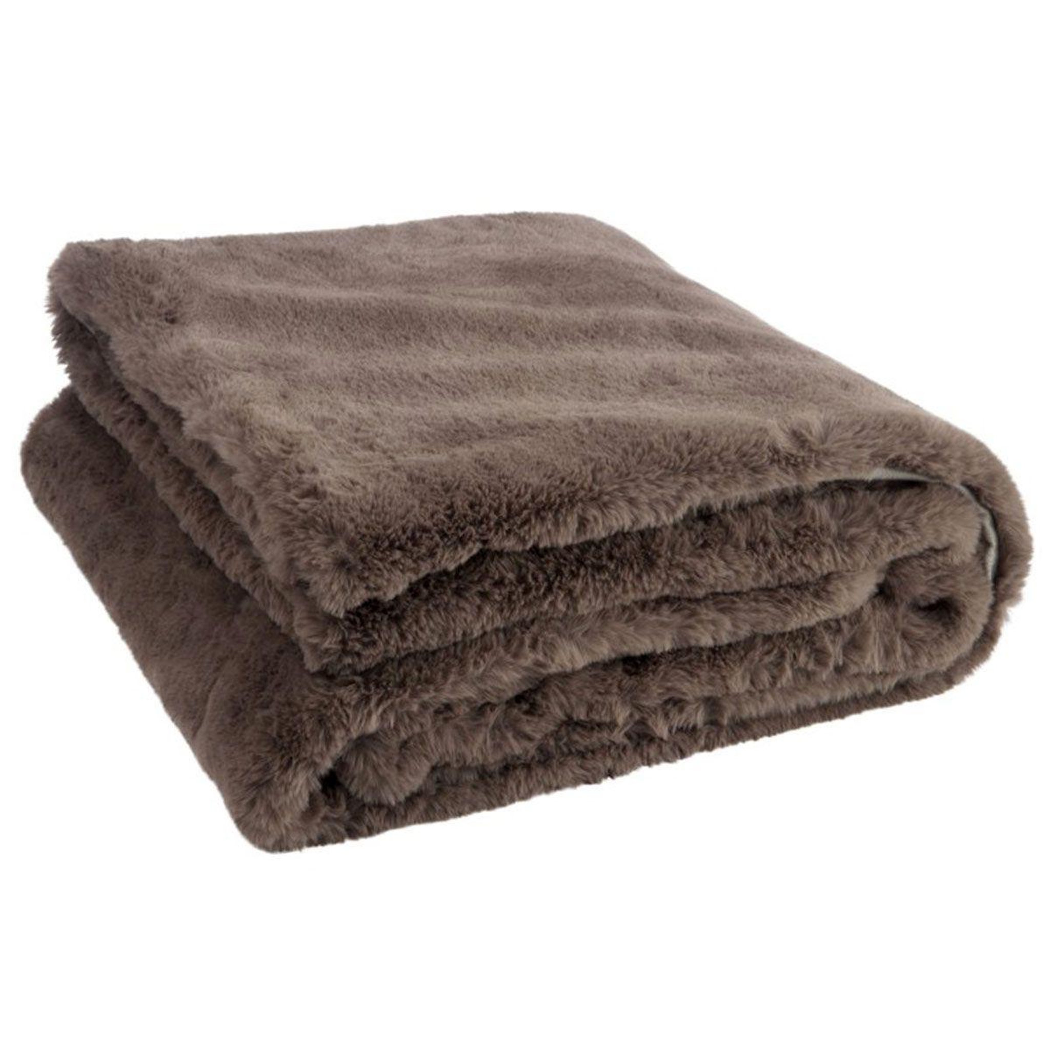 J-LINE Plaid imitation fourrure  cutie  130x180cm taupe