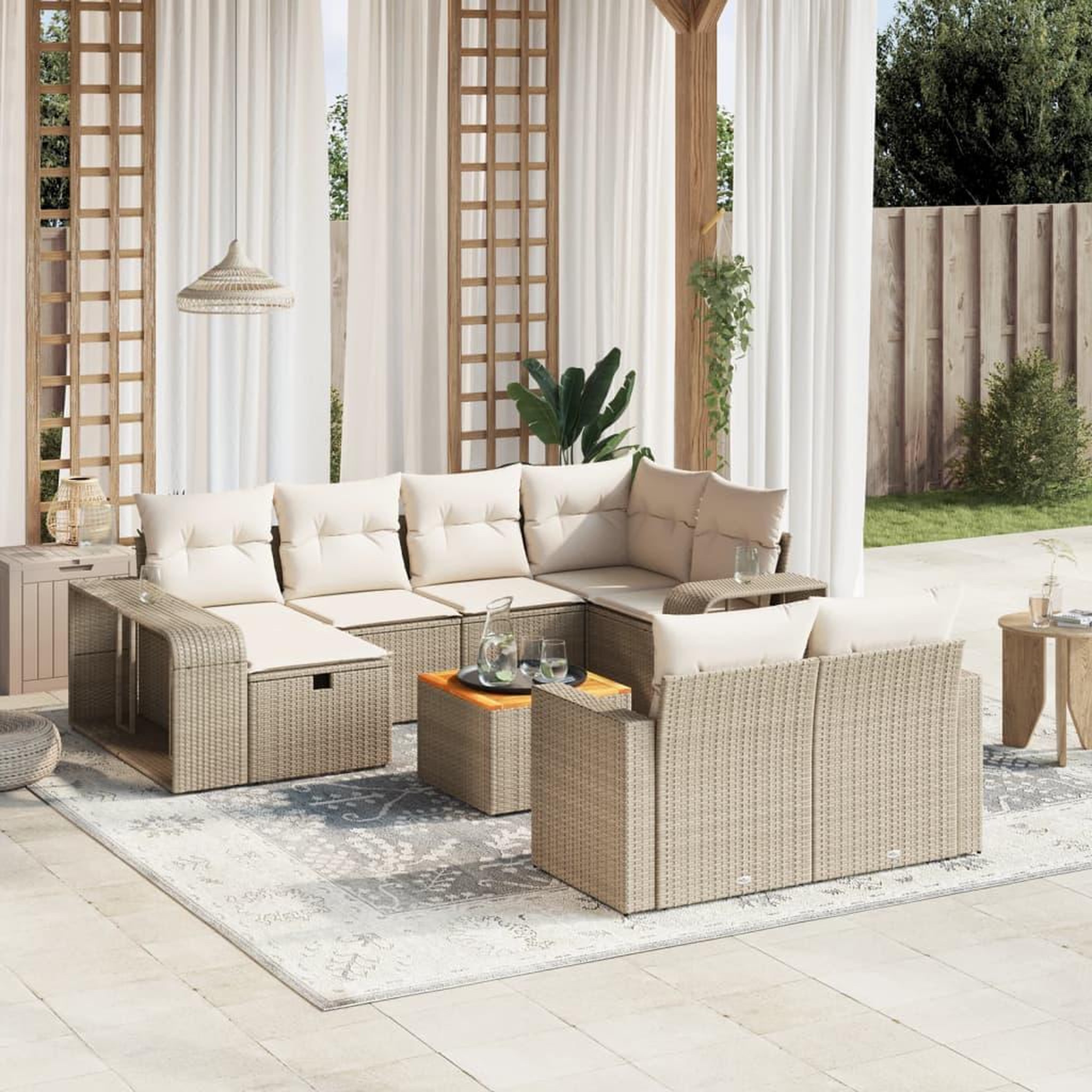 Voir la diapositive 1 : VIDAXL Salon de jardin 11 pcs avec coussins beige resine tressee