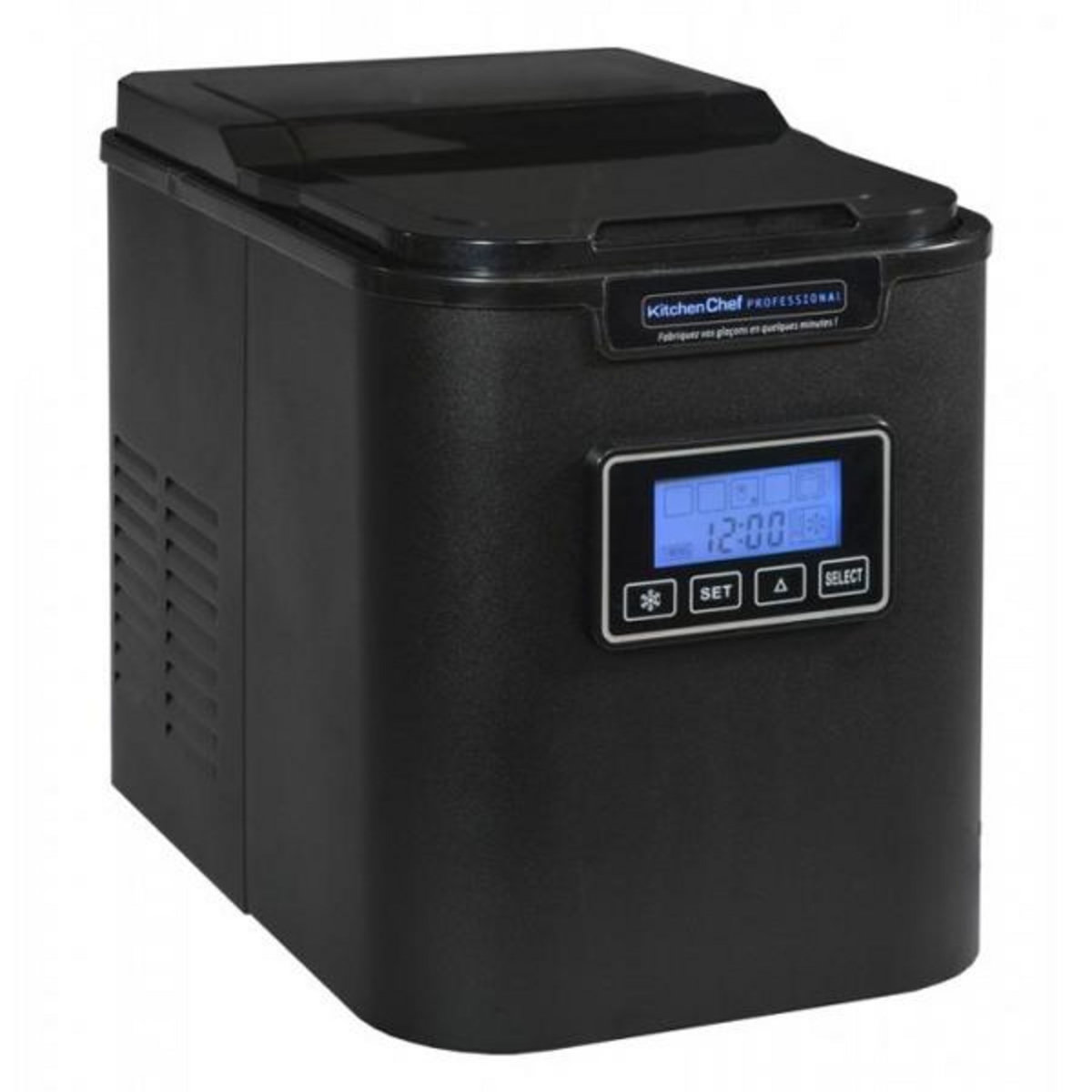 Kitchen chef Machine à glaçons programmable 140w 12kg/24h avec nettoyage automatique noir - yt-e005cb1