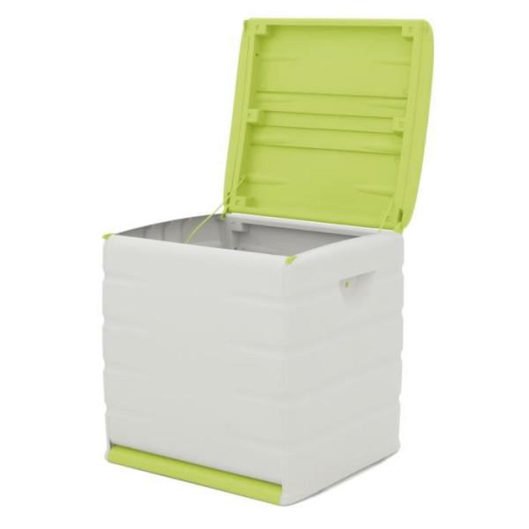 Voir la diapositive 2 : PLASTIKEN PLASTIKEN Coffre cadenassable avec roulettes - 190 L - Fonctionnel et esthétique - Beige et Pistache