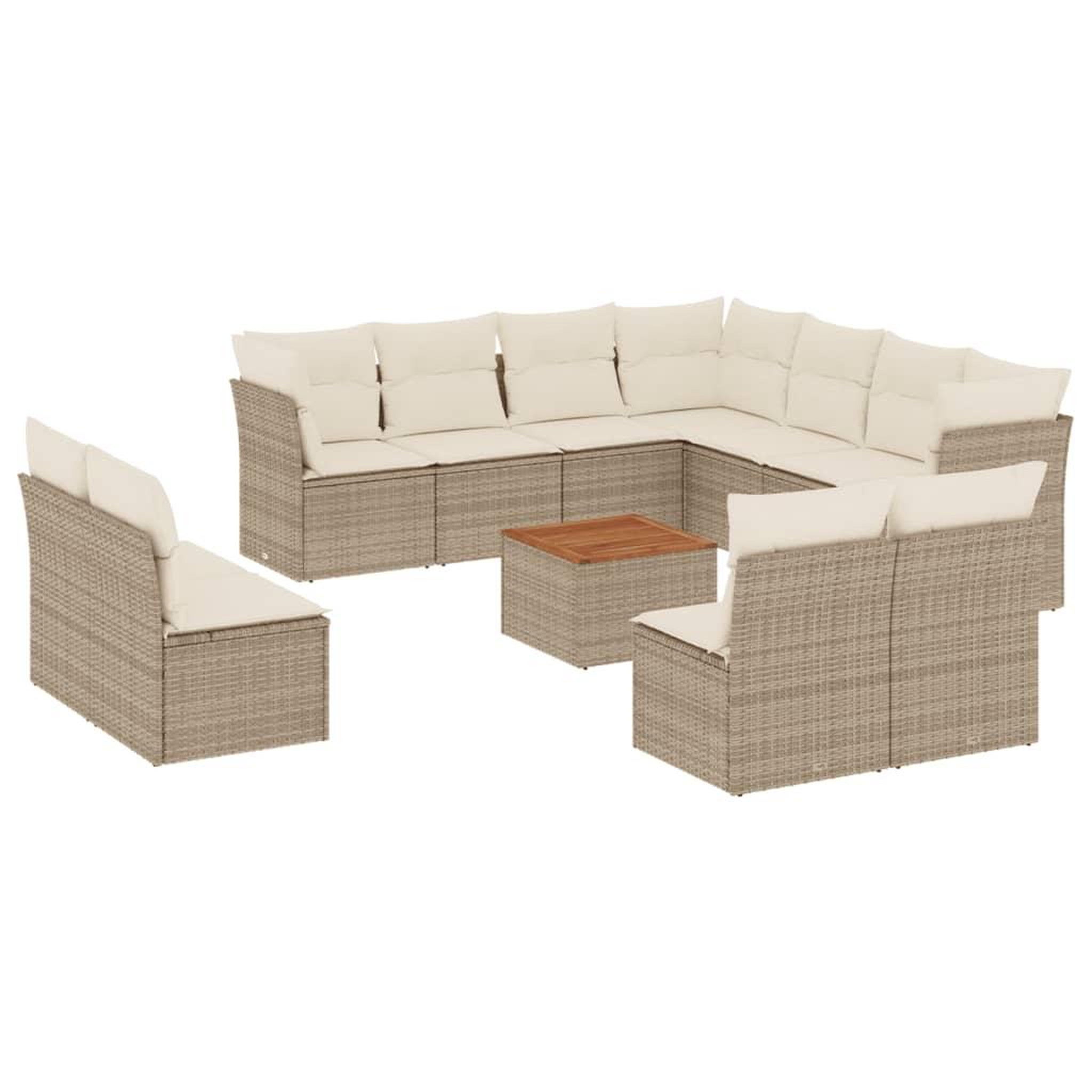 Voir la diapositive 2 : VIDAXL Salon de jardin avec coussins 12 pcs beige resine tressee