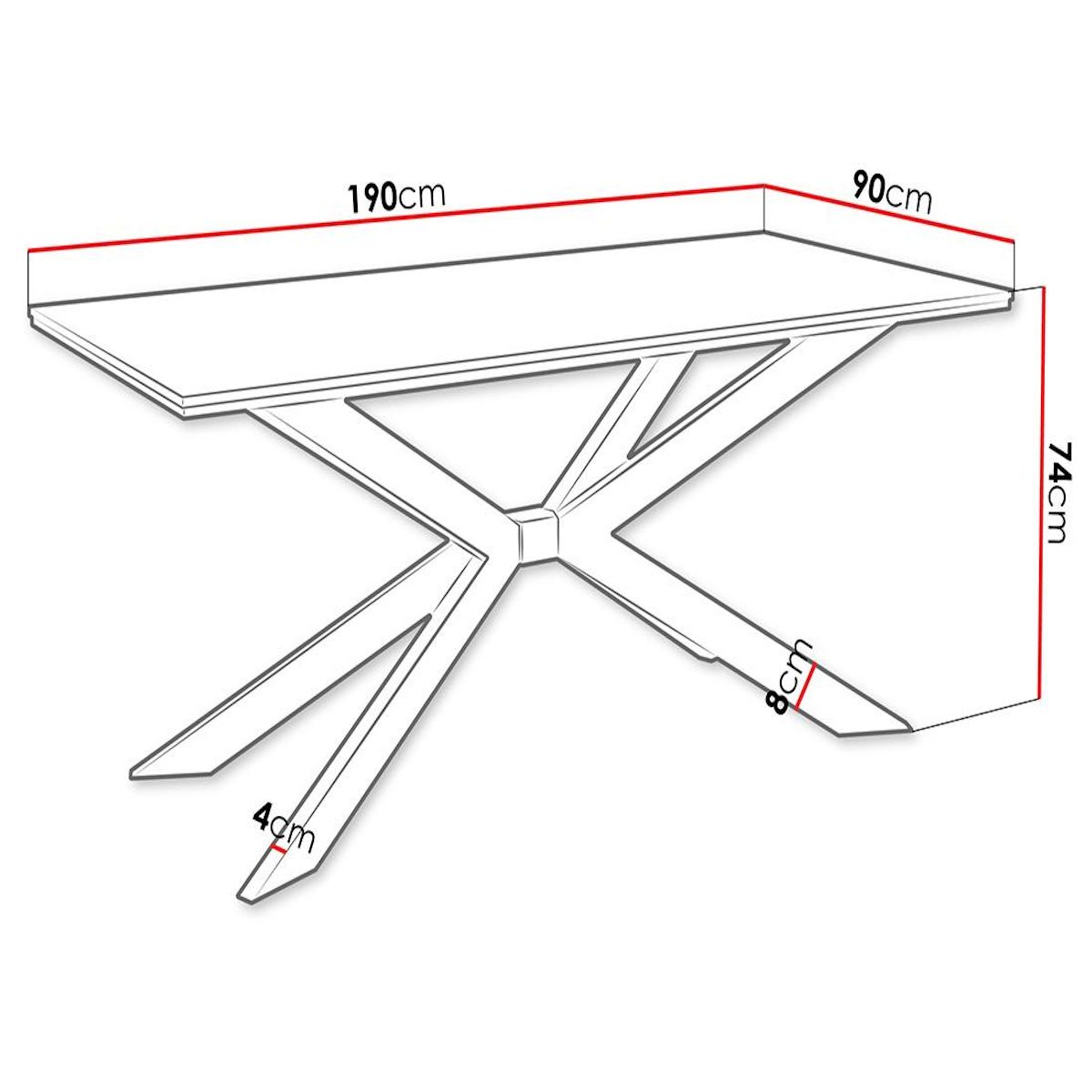BEST MOBILIER Casey - table à manger - plateau effet béton - pieds en métal - 4 à 8 personnes