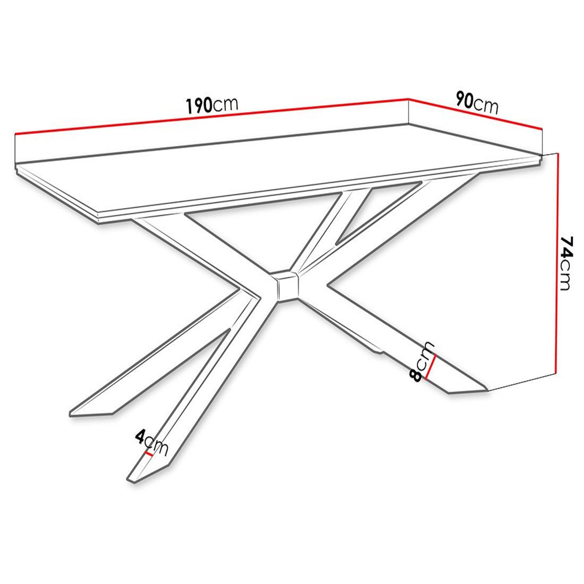 BEST MOBILIER Casey - table à manger - plateau effet béton - pieds en métal - 4 à 8 personnes