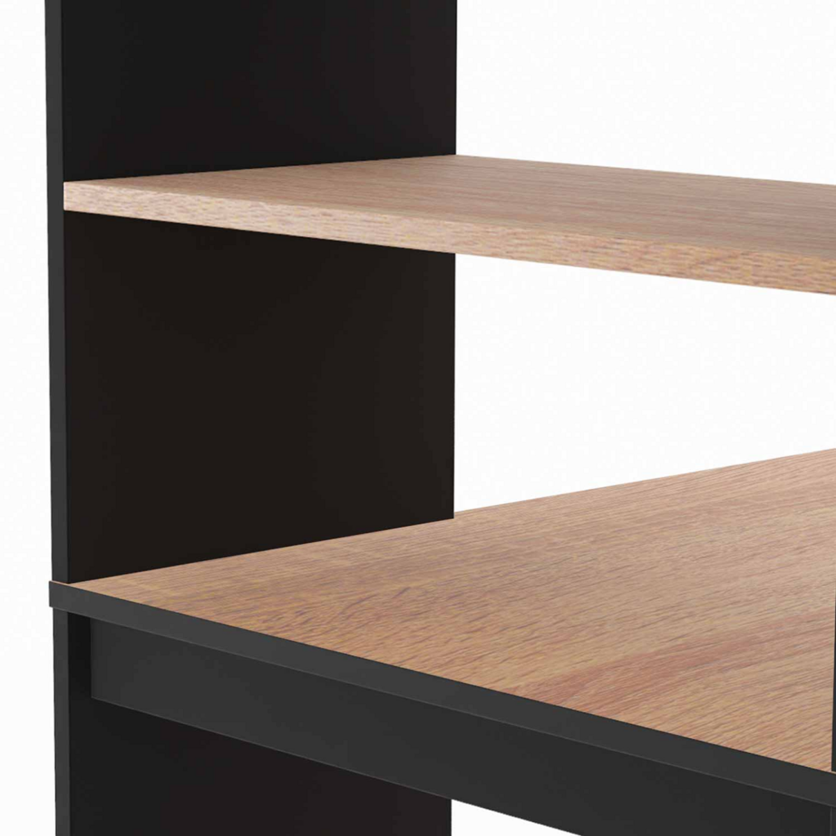 ID MARKET Bureau bibliothèque BEN avec étagères noir et façon hêtre