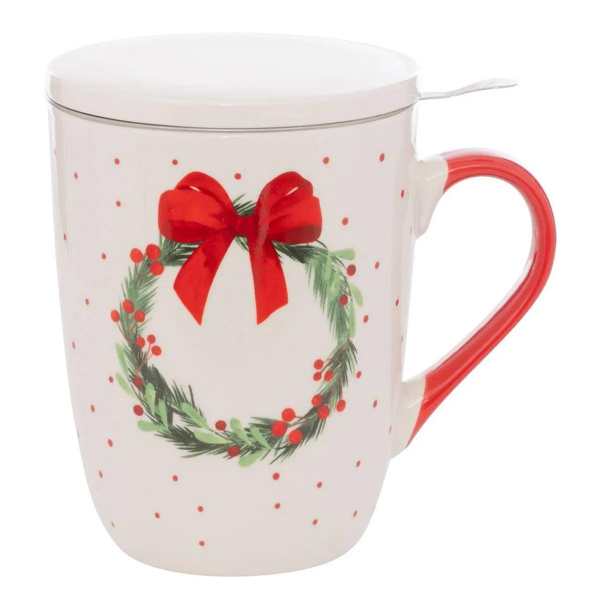 ATMOSPHERA Tisanière en porcelaine  couronne de noël  55cl blanc