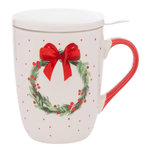 ATMOSPHERA Tisanière en Porcelaine  Couronne de Noël  55cl Blanc