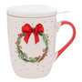 Voir la diapositive 1 : ATMOSPHERA Tisanière en Porcelaine  Couronne de Noël  55cl Blanc