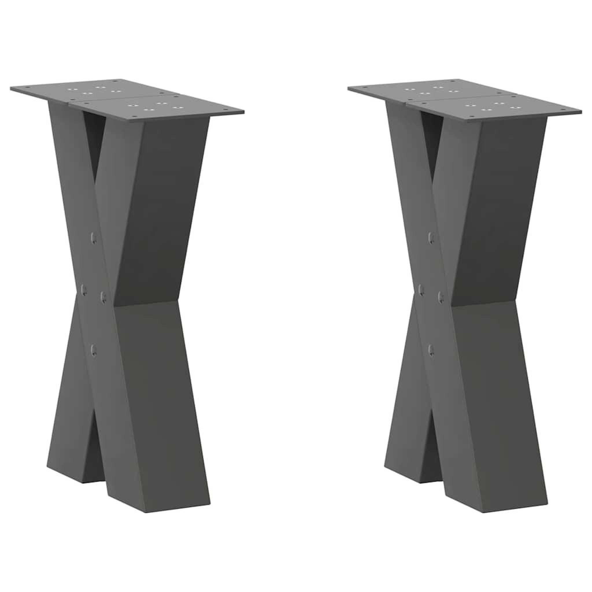 VIDAXL Pieds de table basse forme de X 2 pcs anthracite 28x(42-43) cm