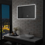 VIDAXL Miroir a LED et capteur tactile et affichage d'heure 100x60 cm