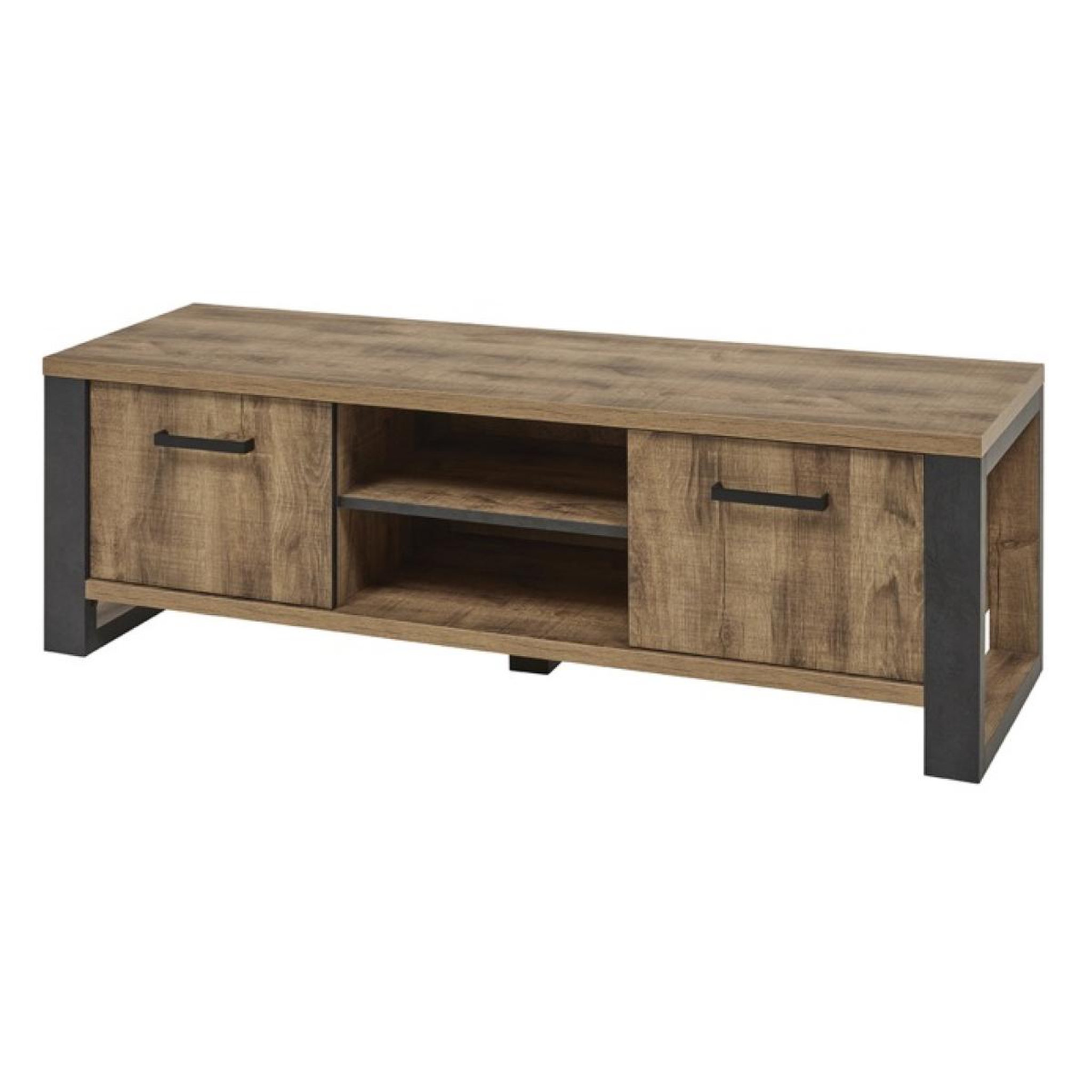 JLC KREATION Meuble tv en bois 2 portes-2 niches MONA