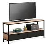 ID MARKET Meuble TV 113 cm 2 tiroirs noirs BOSTON design industriel