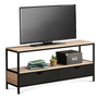 Voir la diapositive 1 : ID MARKET Meuble TV 113 cm 2 tiroirs noirs BOSTON design industriel