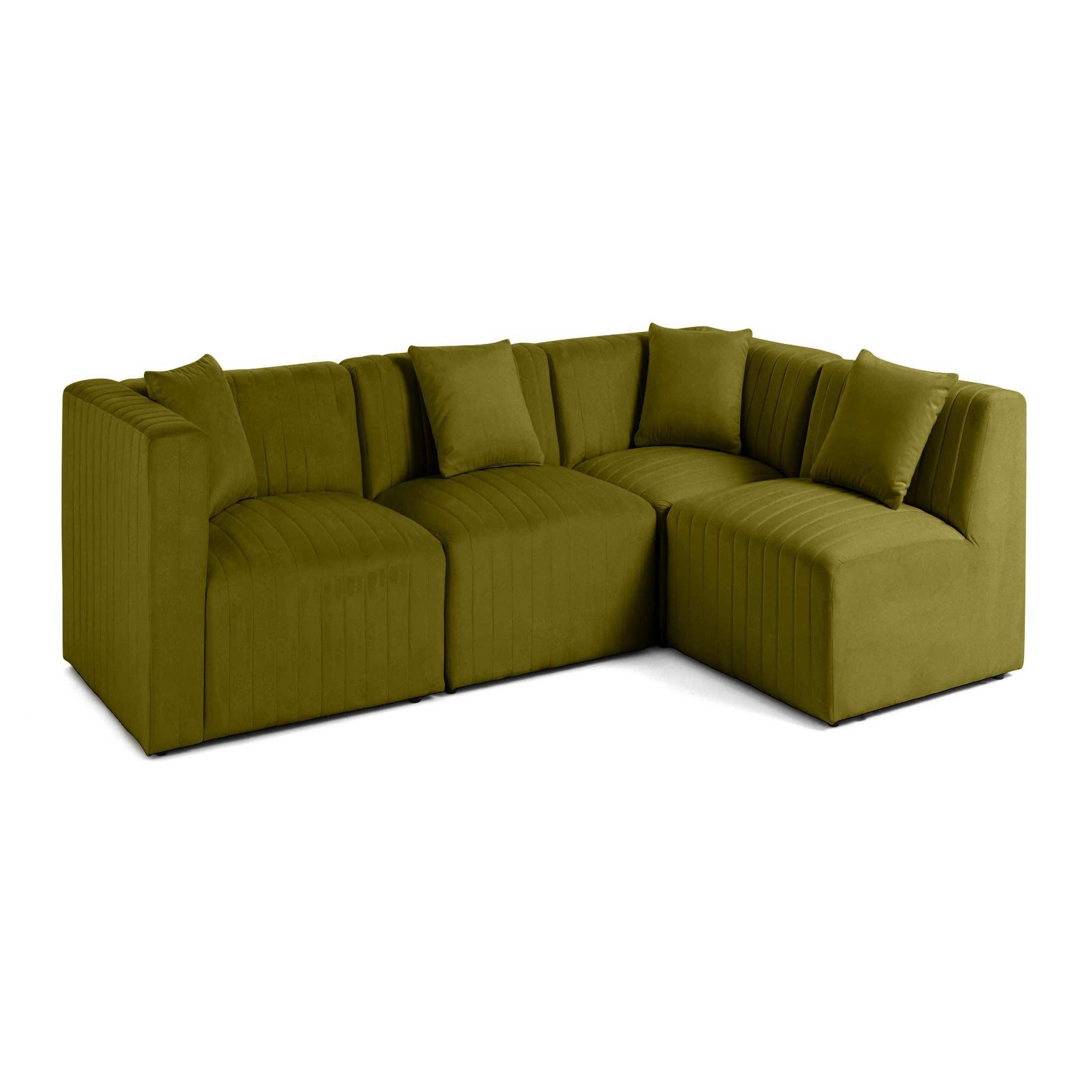 Voir la diapositive 3 : LISA DESIGN Nova - canapé modulable d'angle droit - 5 places - avec pouf d'appoint - en velours