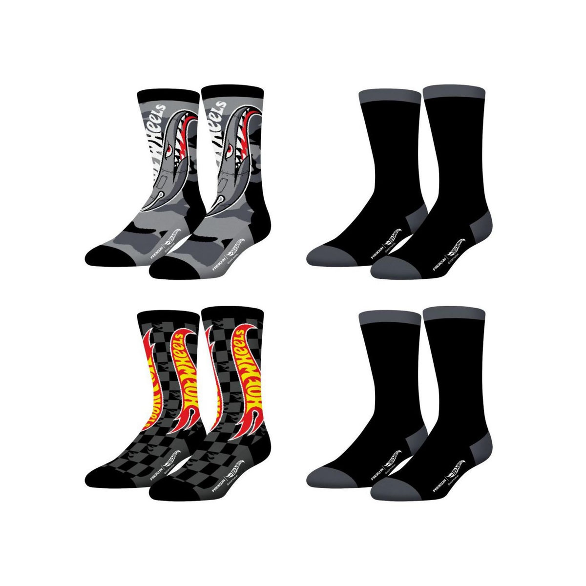 FREEGUN Lot de 4 paire de chaussettes enfant Hot Wheels