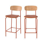 Rendez vous déco Lot de 2 chaises pour îlot central en tissu terracotta 65 cm-Alba