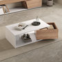 Voir la diapositive 2 : MERAX Table basse pivotante rectangulaire blanc+naturel - 50x90 cm mdf
