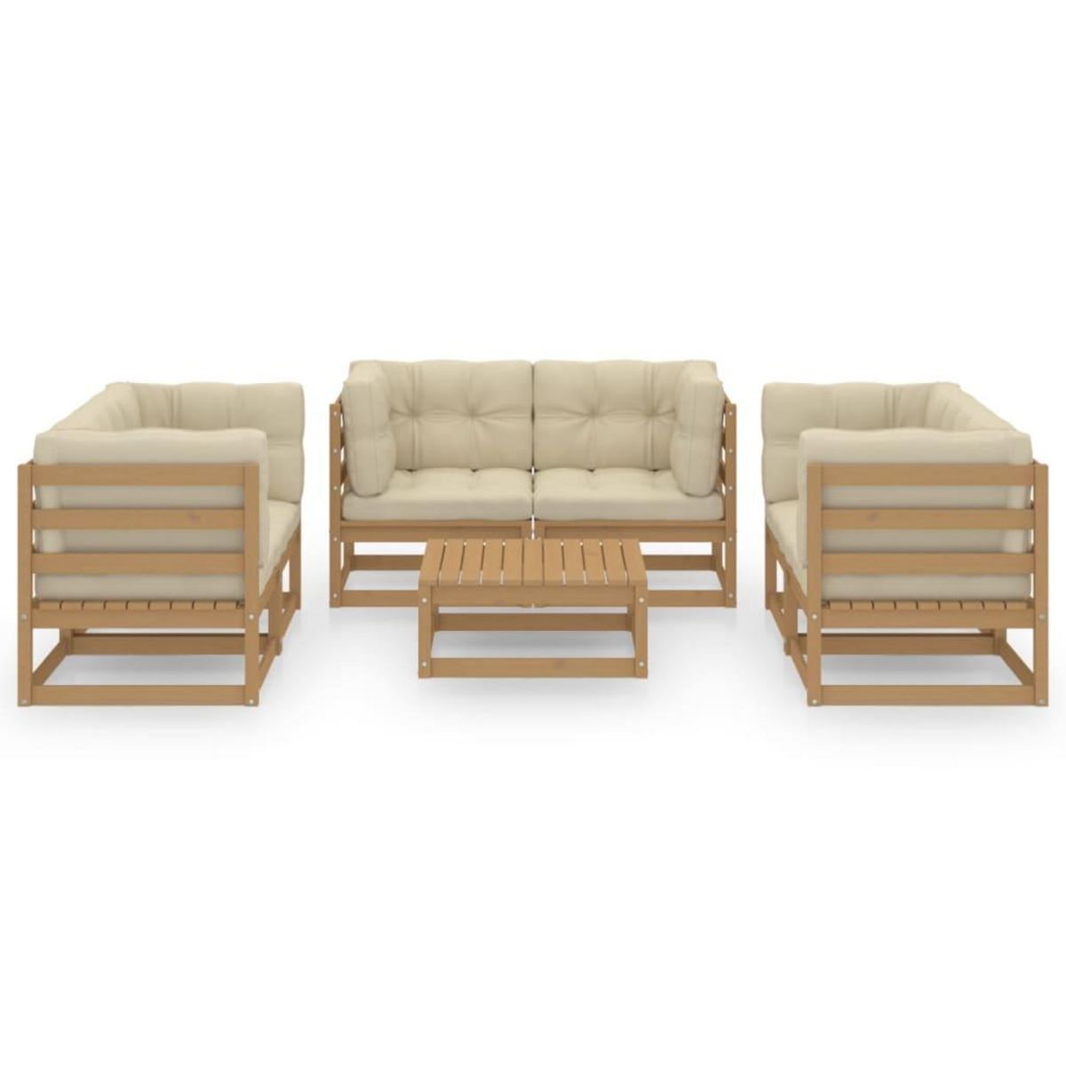 VIDAXL Salon de jardin 7 pcs avec coussins Bois de pin massif