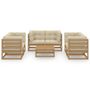 Voir la diapositive 3 : VIDAXL Salon de jardin 7 pcs avec coussins Bois de pin massif