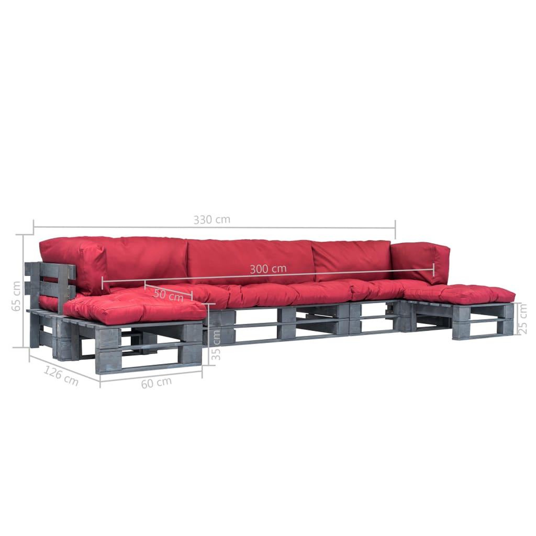 Voir la diapositive 5 : VIDAXL Salon palette de jardin 6 pcs avec coussins rouge bois