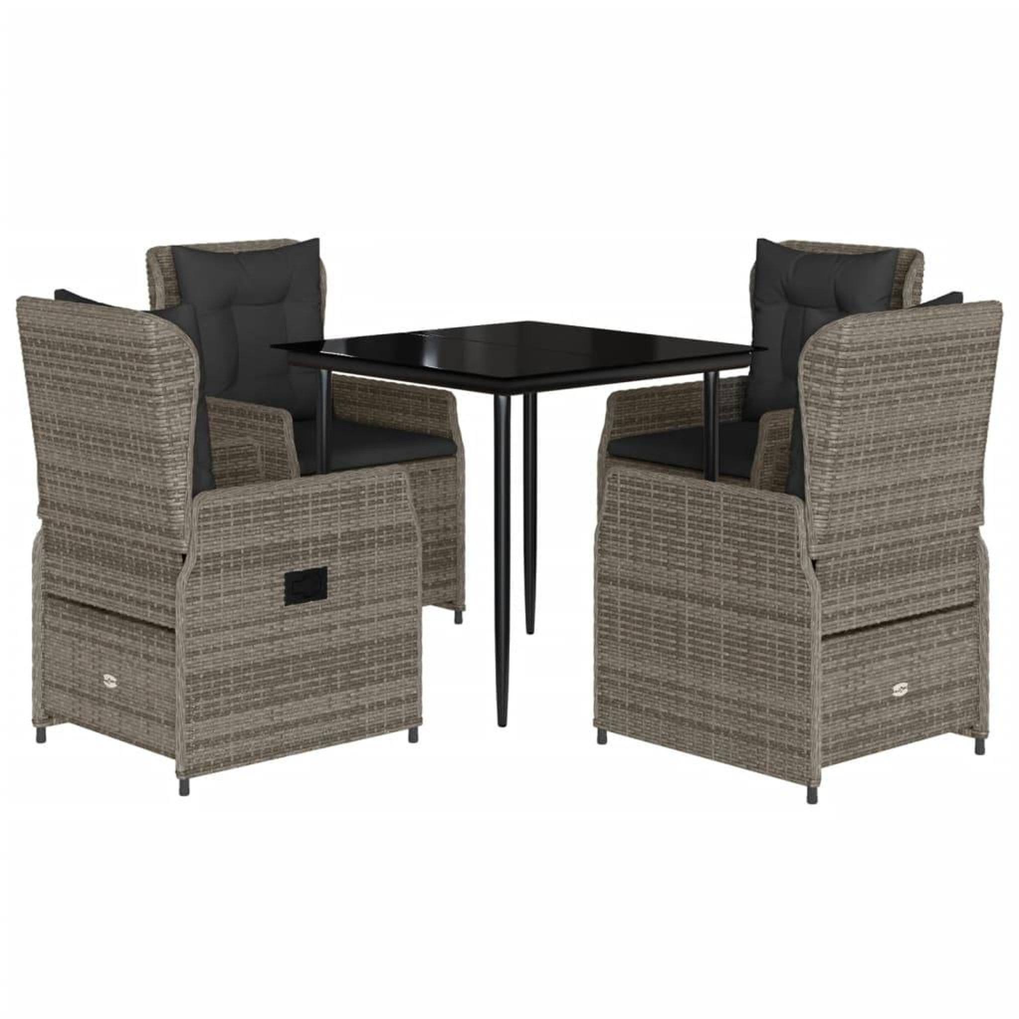 Voir la diapositive 2 : VIDAXL Ensemble a manger de jardin 5 pcs coussins gris resine tressee