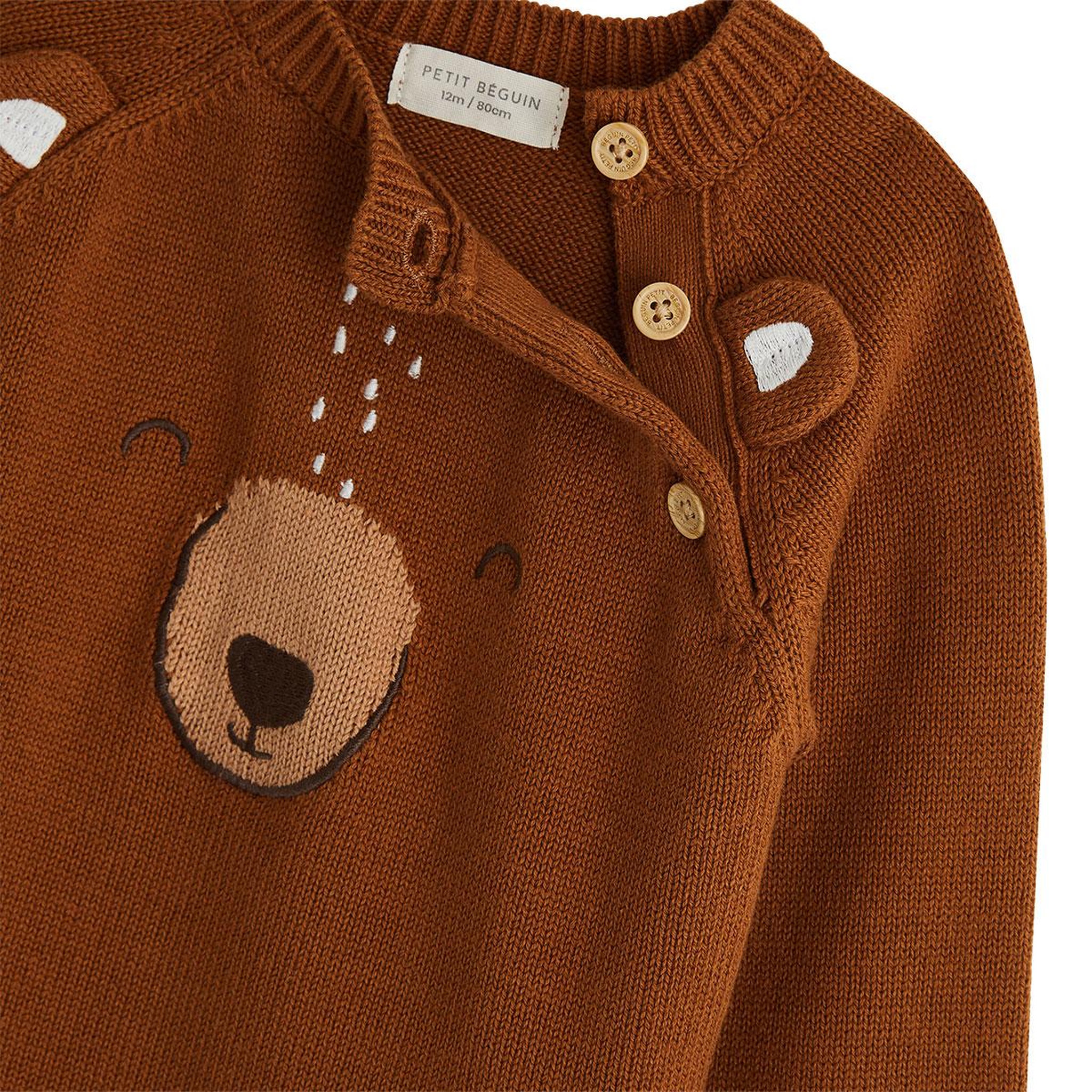 Voir la diapositive 3 : PETIT BEGUIN Pull bébé en tricot moka