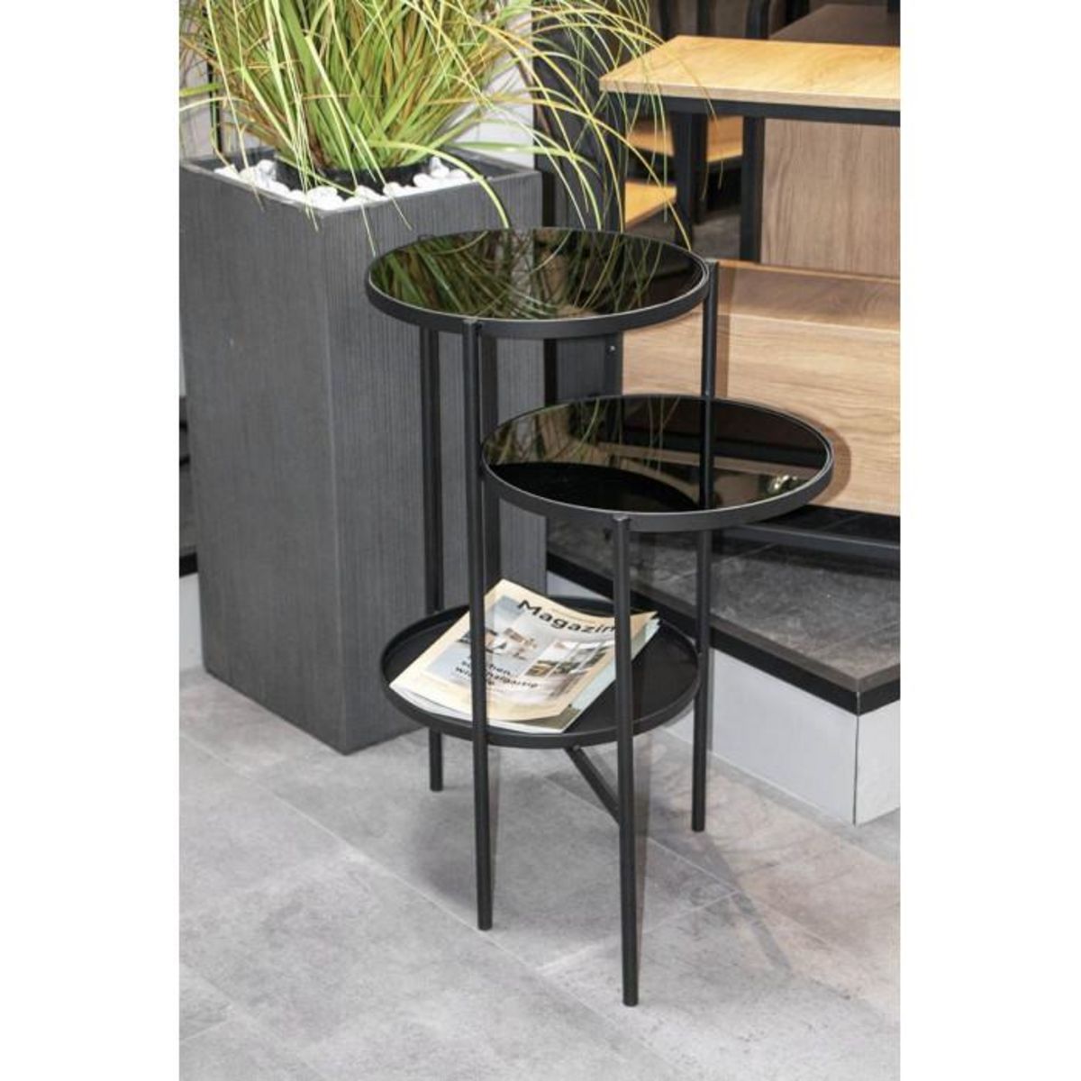 Paris Prix Table d'Appoint Design  Trio  71cm Noir